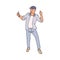 Cool dancing guy or young man character sketch vector illustration isolated.