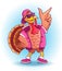 Cool dancing turkey in sunglasses and cap. Vector illustration for thanksgiving day