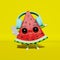 Cool dancing watermelon in earphones listening to music night club festival creative 3D character Summer fun Fresh fruit