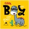 Cool dinosaur design typography funny animal cartoon