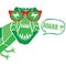 Cool dinosaur with eyeglasses and roar slogan cartoon vector illustration on white background