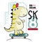 Cool dinosaur playing skateboard funny animal cartoon,vector illustration