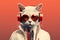 Cool DJ Ginger Cat with Sunglasses and Headphones. Generative AI