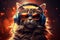 Cool DJ Ginger Cat with Sunglasses and Headphones. Generative AI