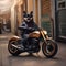 A cool dog donning a leather biker jacket and riding a miniature motorcycle1