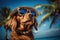 Cool Dog With A Laidback Beach Vibe Wearing Sunglasses And A Hat