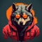 Cool And Edgy Wolf With Sunglasses And Hoodie