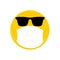 Cool emoji with sunglasses, face mask cool to prevent the spread of virus