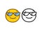 Cool emoticon with glasses in doodle style