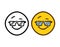 Cool emoticon with glasses in doodle style