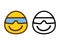 Cool emoticon with glasses in doodle style