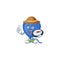 Cool Explorer blue love balloon cartoon character with a compass