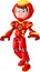 Cool Flying Boy In Red Yellow Robot Suit Cartoon