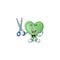 Cool friendly barber green love cartoon character style