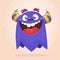 Cool funny cartoon monster. Vector Halloween green monster. Design for stickers, party decoration or children book.