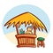 Cool and funny gazebo with straw roof at beach for selling drinks