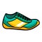 Cool and funny green yellow sport sneakers with sporty - vector.