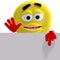 Cool and funny yellow emoticon says look here