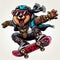 cool gangster bull flip ride skateboard anthropomorphic funny character poser sticker street culture