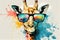 Cool Giraffe with Sunglasses and Graphic Art Illustration Colorfull Paint