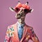 The Cool giraffe wearing suit clothes and glasses, Fashionable animals. Generative Ai.