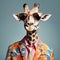 The Cool giraffe wearing suit clothes and glasses. Generative Ai.