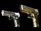 Cool golden and silver modern semi auto guns