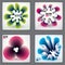 Cool gradient shapes, futuristic designs set. 3d flower shape, v