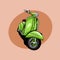 cool green old classic scooter motor vector illustration