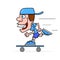 Cool guy rides a skateboard vector illustration