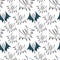 Cool Halloween seamless pattern with doodle bats