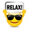 Cool happy emoji with Relax sign