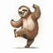 Cool happy sloth dancing isolated on a white background. Generative AI