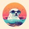 Cool Harp Seal In Sunglasses At Sunset