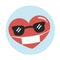 Cool heart character with virus mask.