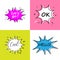 Cool Hello Ok Lets go, Speech bubbles with dialog words Vector bubbles speech illustration Thinking and speaking clouds