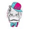 Cool hippo wearing a cap and sunglasses. Print on clothes. Fashion & Style.