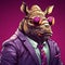 Cool Hipster Rhino: Cyberpunk Realism With Grotesque Caricatures