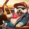 cool hispanic gangster labradoodle dog drive ride lowrider retro car anthropomorphic funny character