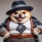 cool hispanic gangster overweight chihuahua drive vintage car anthropomorphic funny character