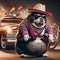 cool hispanic gangster plus size dog drive drive lowrider retro car anthropomorphic funny character