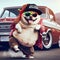 cool hispanic gangster plus size dog drive drive lowrider retro car anthropomorphic funny character