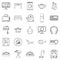 Cool house icons set, outline style