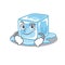 Cool ice cube mascot character with Smirking face