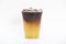 Cool iced yuzu espresso, orange yuzu syrup mixed with honey topped with black coffee