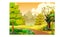 Cool Landscape View With Hill And Trees Cartoon