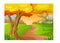 Cool Landscape View With Hill, Trees, And Rock Cartoon