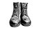Cool Leather Military Stylish Boots Ink Illustration