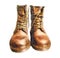 Cool Leather Military Stylish Boots Painted Illustration