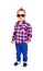 Cool little boy posing on white background